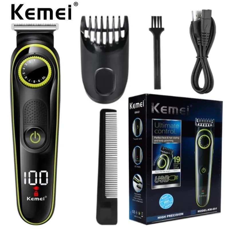 Kemei Men 20 tagliacapelli per barba regolabile in lunghezza tagliacapelli elettrico ricaricabile per il viso di precisione potente macchina da taglio