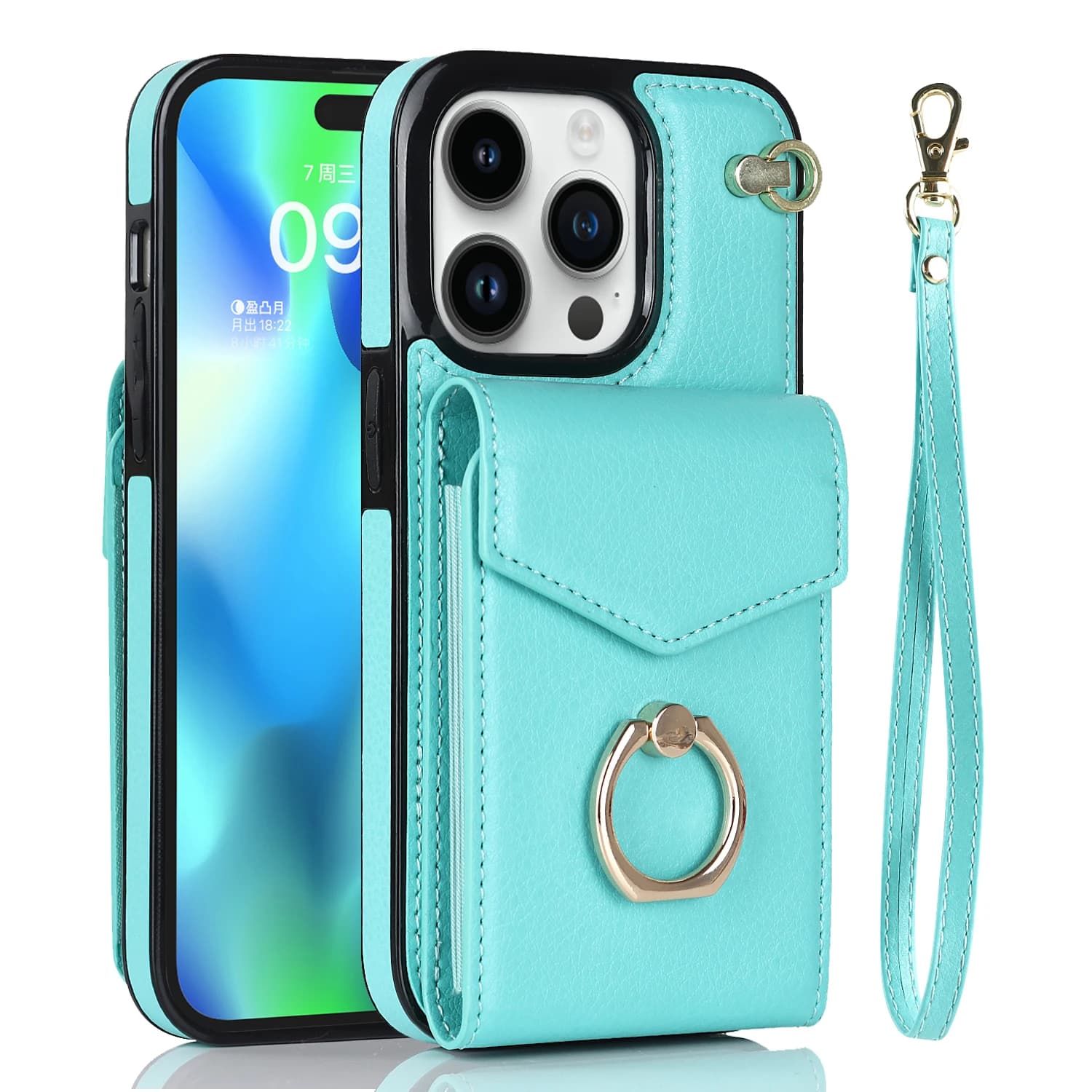 Custodia a portafoglio in pelle Multi Card Bag per iPhone 14 15 Pro Max 13 12 11 SE 2022 2020 X XR XS 8 7 Plus custodia per supporto ad anello RFID