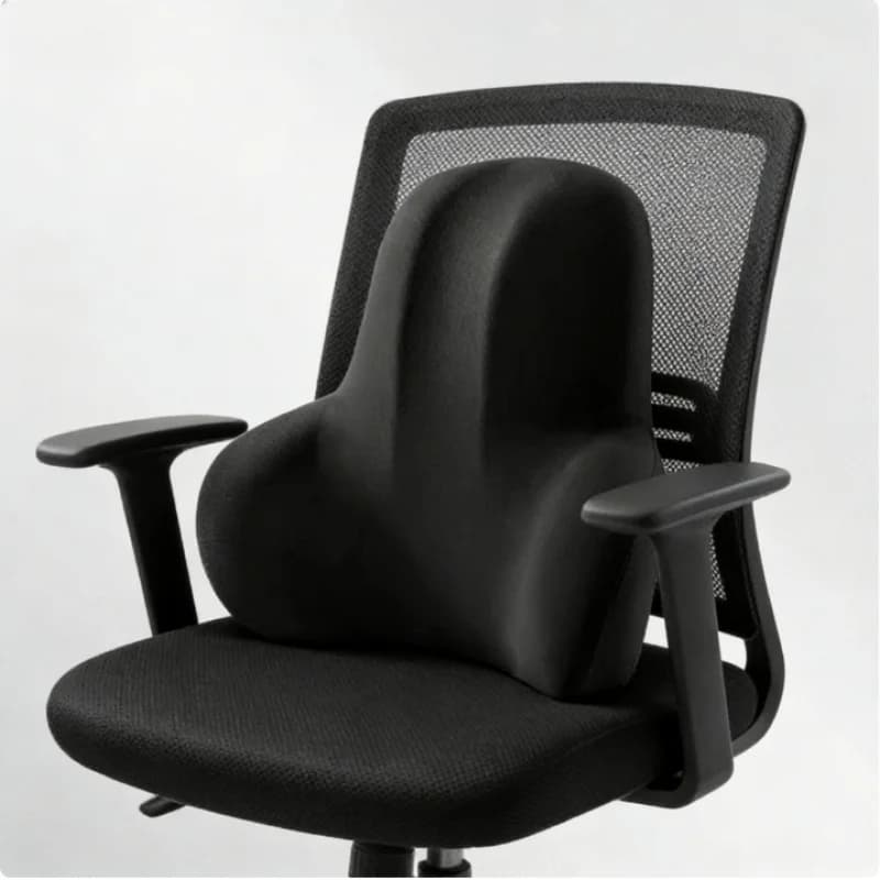 Set Cuscino 2-in-1 in Memory Foam per Sedia e Supporto Lombare, per Auto e Ufficio, Allevia il Dolore alla Schiena, Nero, Portatile e Confortevole