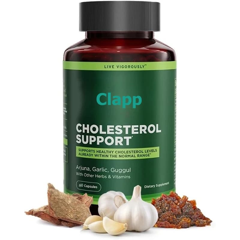 Cholesterol support supplement, containing garlic and other herbs and vitamins, supports normal levels, 60 capsules