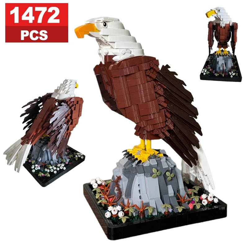 MOC 1:4 Animale Aquila Volante Aquila Calva Building Blocks Modello Mare Aquila Mattoni Decorazione Creativa Giocattolo Assemblato Regali per Bambini