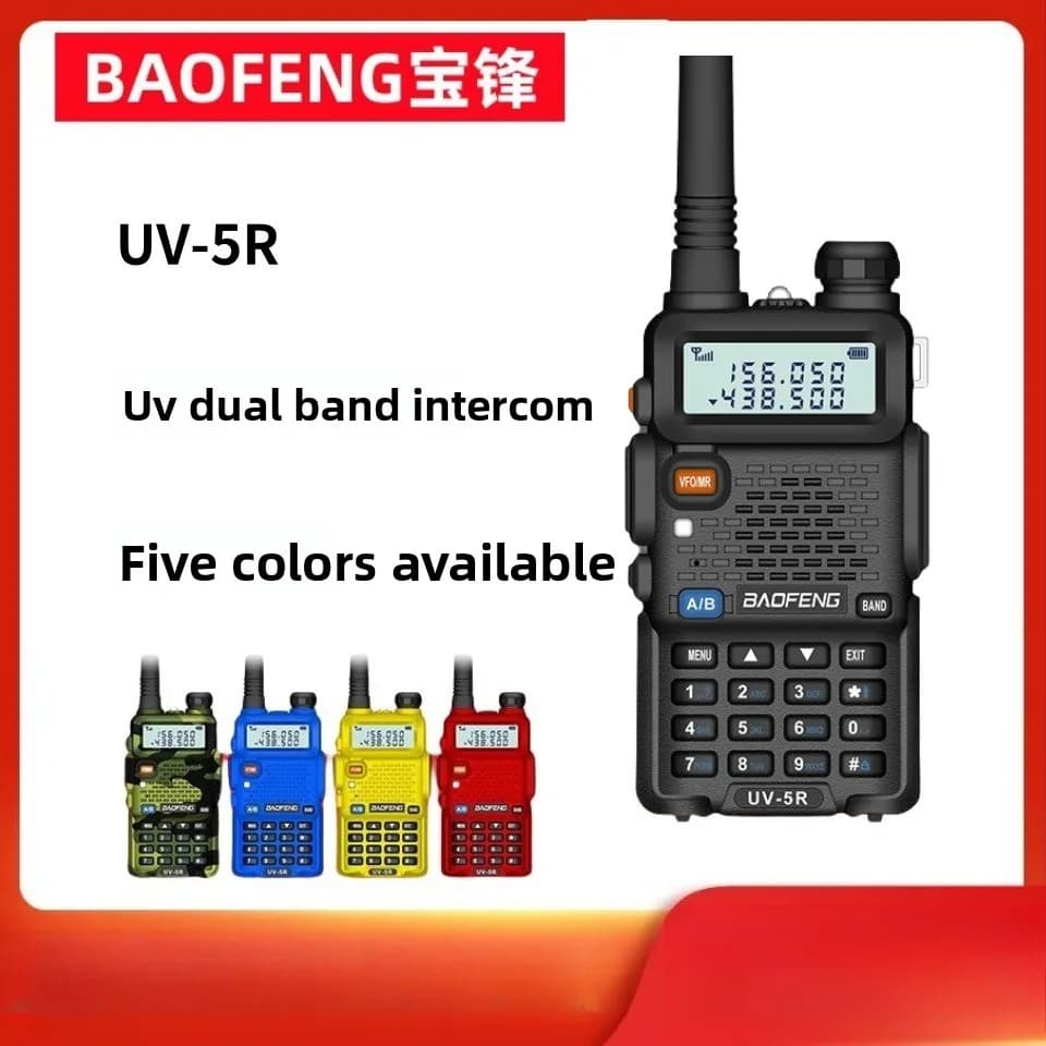 Baofeng UV-5R Walkie Talkie con Display a Colori Dual Band, Radio Bidirezionale Portatile Antiurto per Campeggio e Viaggi in Auto