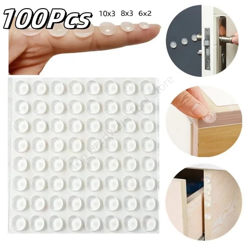 100 Pezzi Cuscinetti Adesivi in Silicone Morbido Antiscivolo, Protezioni per Mobili e Armadi