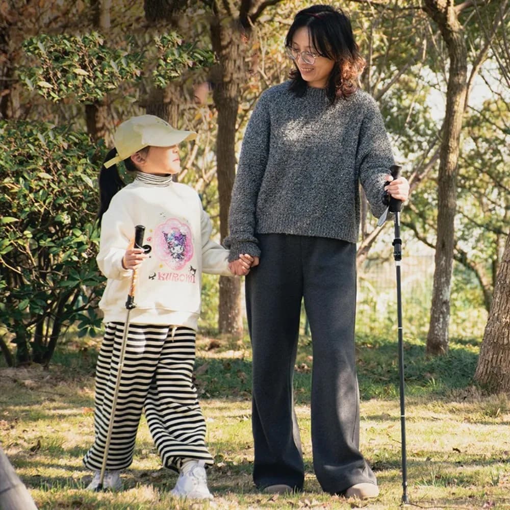 Children Portable Folding Telescopic Cane Wilderness Mountain Climbing Aluminum Alloy Trekking Pole Hiking Equipment Crutch