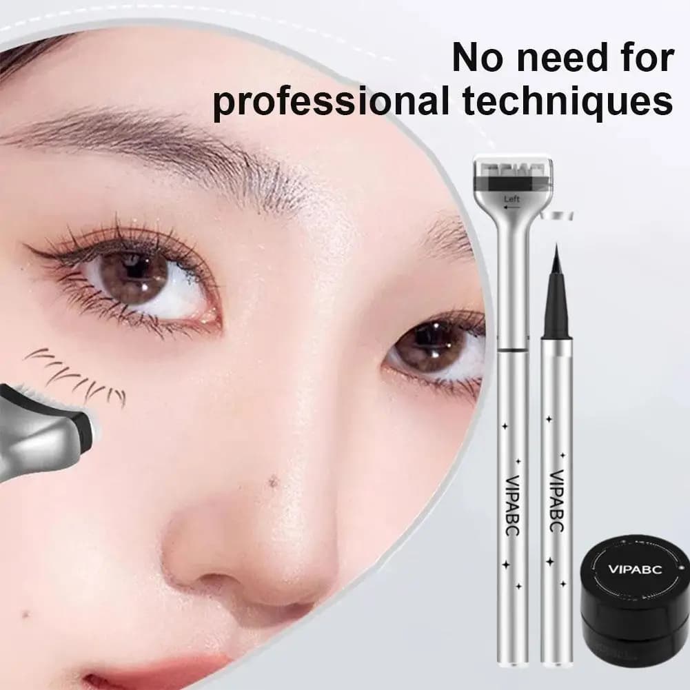 Ink Sealant Pen for Eyelashes Reusable 2 in 1 Stamp Instrument for Lower Eyelashes Brown Liquid Eyeliner Pen Quick Drying Black Natural Simulation Makeup