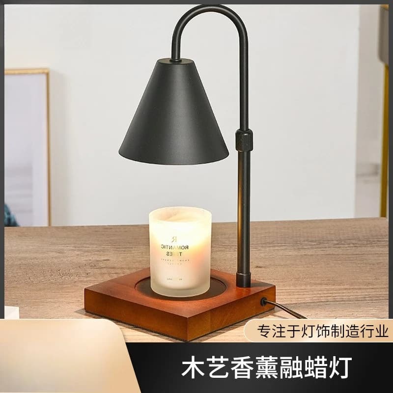 Semplice lampada a cera fusa per aromaterapia, lampada calda, fragranza diffusa, lampada da notte in legno da comodino con candela fusa, lampada da scrivania
