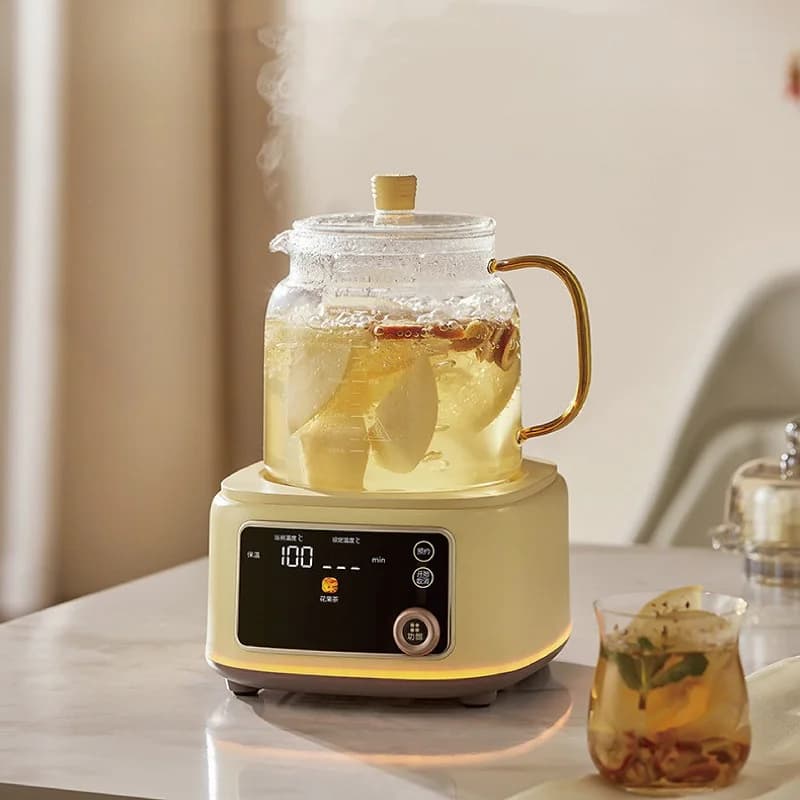 Bollitore Elettrico Multifunzione da 1.6L con Controllo Temperatura, Teiera in Vetro per Ufficio, Funzione Timer 24h per Stufati e Infusi