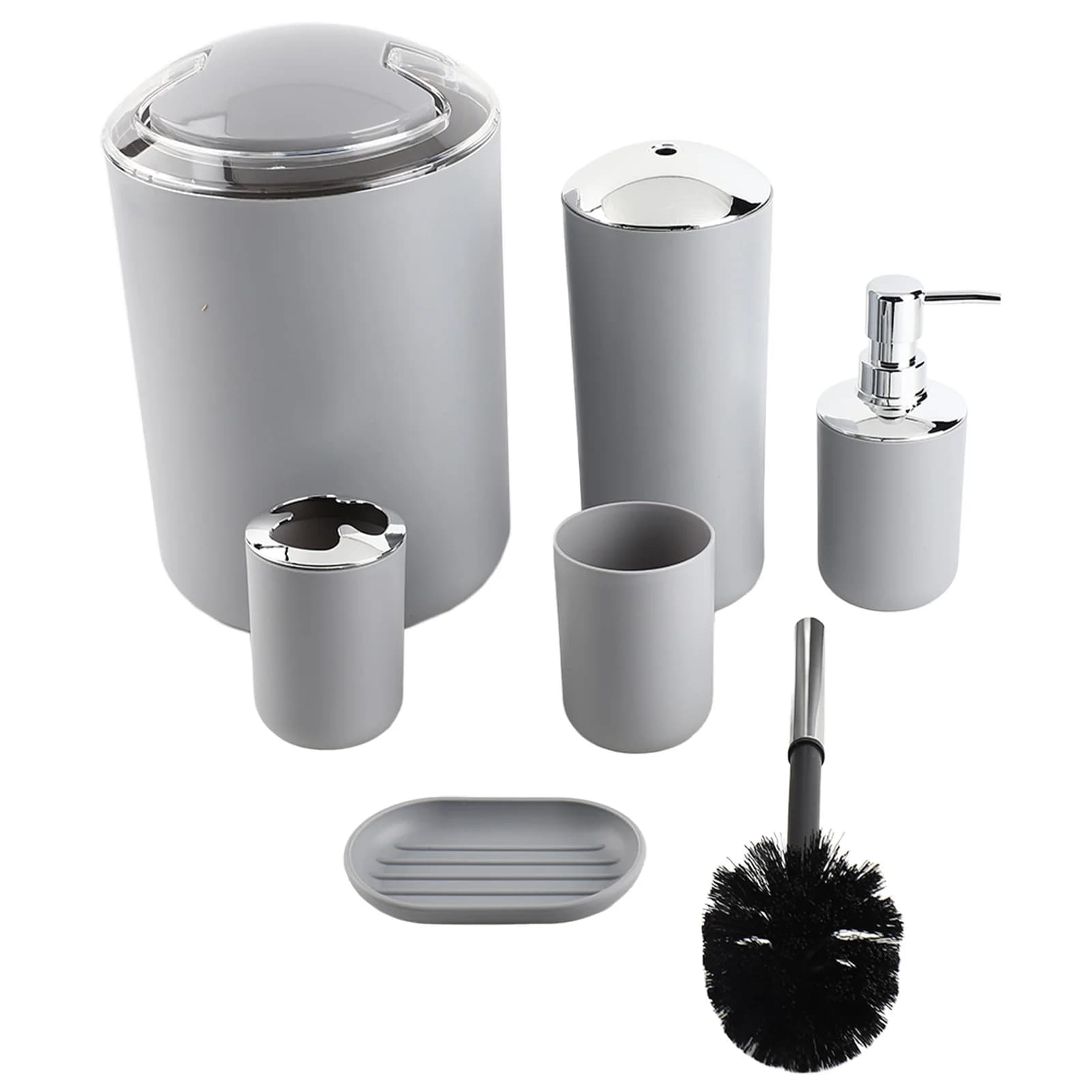 Set di 6 Accessori per il Bagno: Portaspazzolino, Cestino, Dispenser Sapone, Set di Accessori per il Bagno