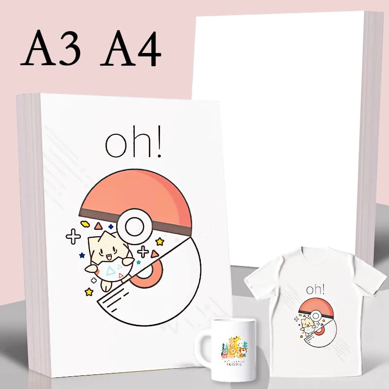 20/50 Pz A3 A4 Carta di Trasferimento di Calore per Sublimazione Per Stampante A Getto D'inchiostro FAI DA TE T Shirt Vestiti Borsa Tazza di Ceramica Carte di Trasferimento Termico