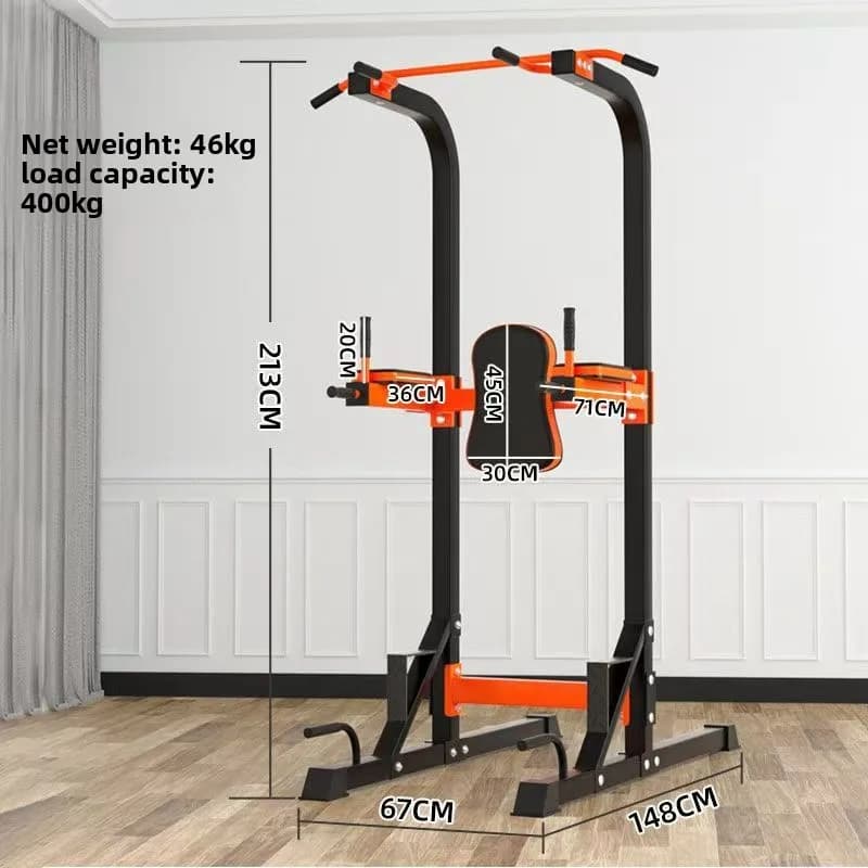 Multifunction Machine for Indoor Workout with Single Steel Parallel Bar, Ground Traction Equipment, Universal Use, Black