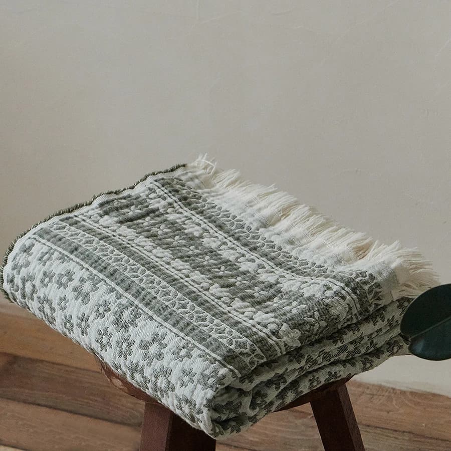Coperta in puro cotone Tessuto jacquard Nappa Decorazione Coperta per divano letto Coperta per ginocchio Coperta per pisolino da viaggio aereo