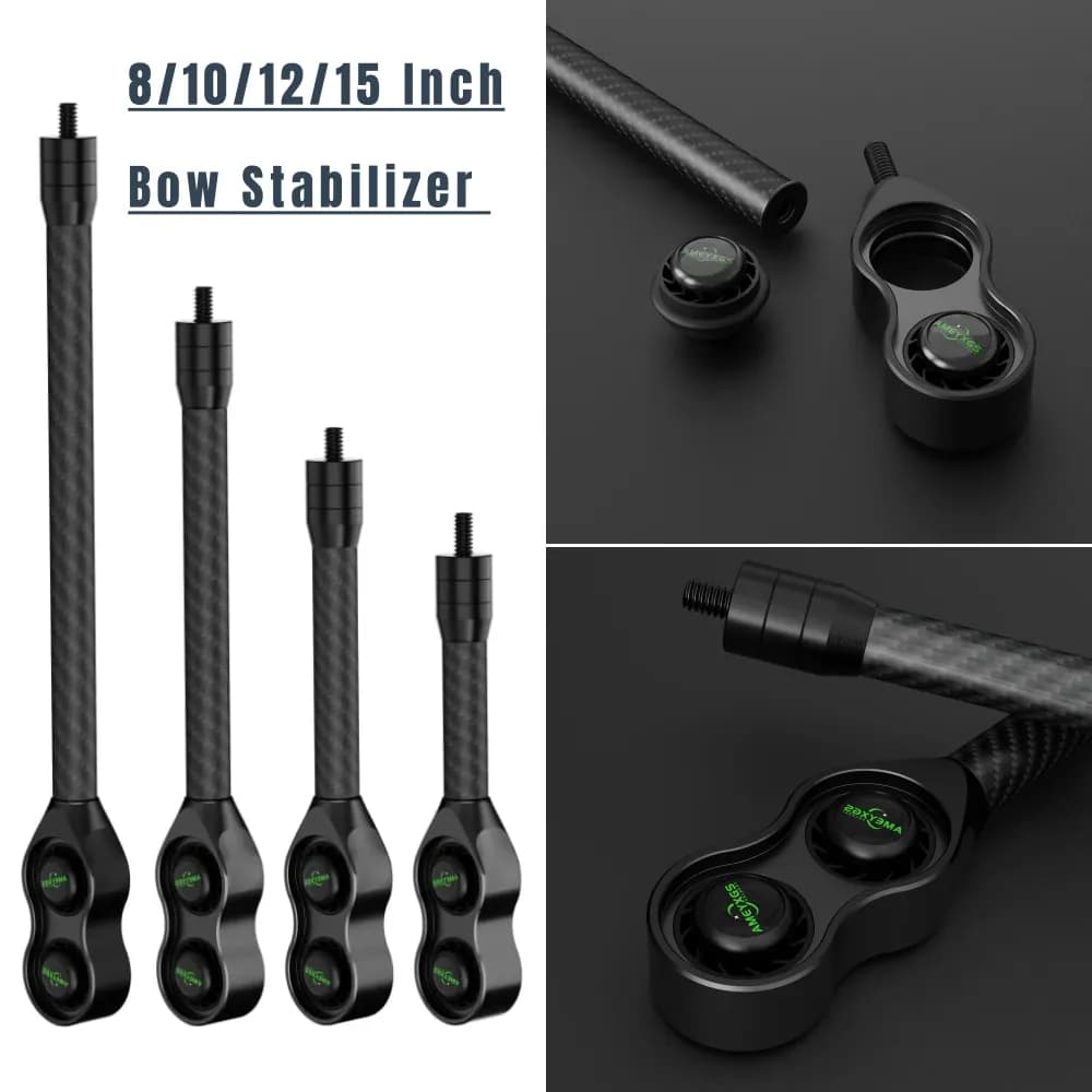 8/10/12/15 Inch Bow Shock Absorption Compound Bow Carbon Stabilizer Balance Bar Archery Damper Targeting Hunting Shooting Acc