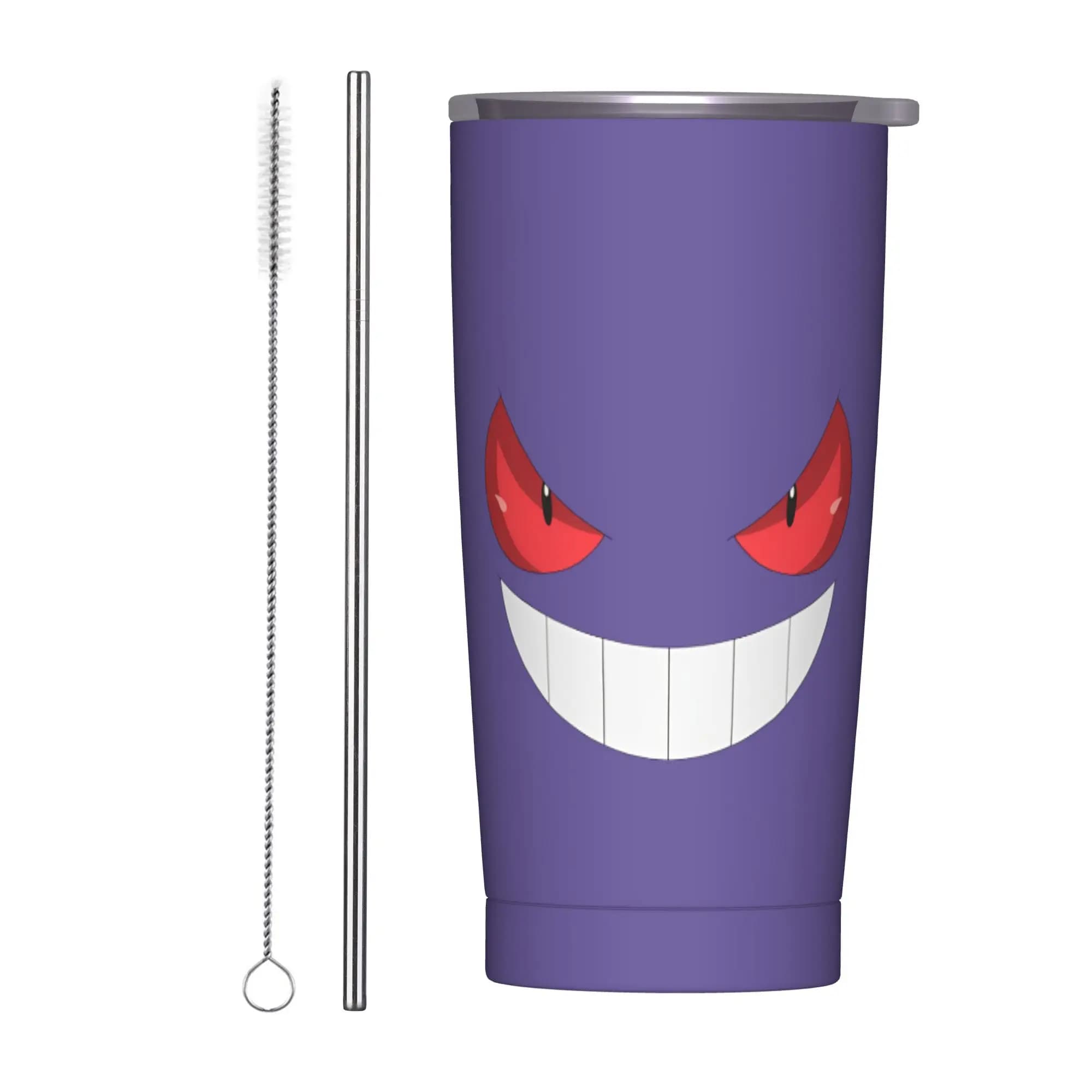 Tazza Termica in Acciaio Inox con Motivo Pokemon Gengar, Mantiene Caldo e Freddo, Borraccia da Viaggio