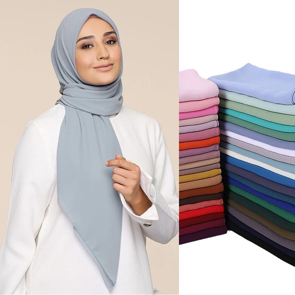 110*110 CM Quadrato Chiffon Hijab Solido Foulard Per Le Donne Scialli Musulmani Copricapi Casual Tinta Unura Hijab