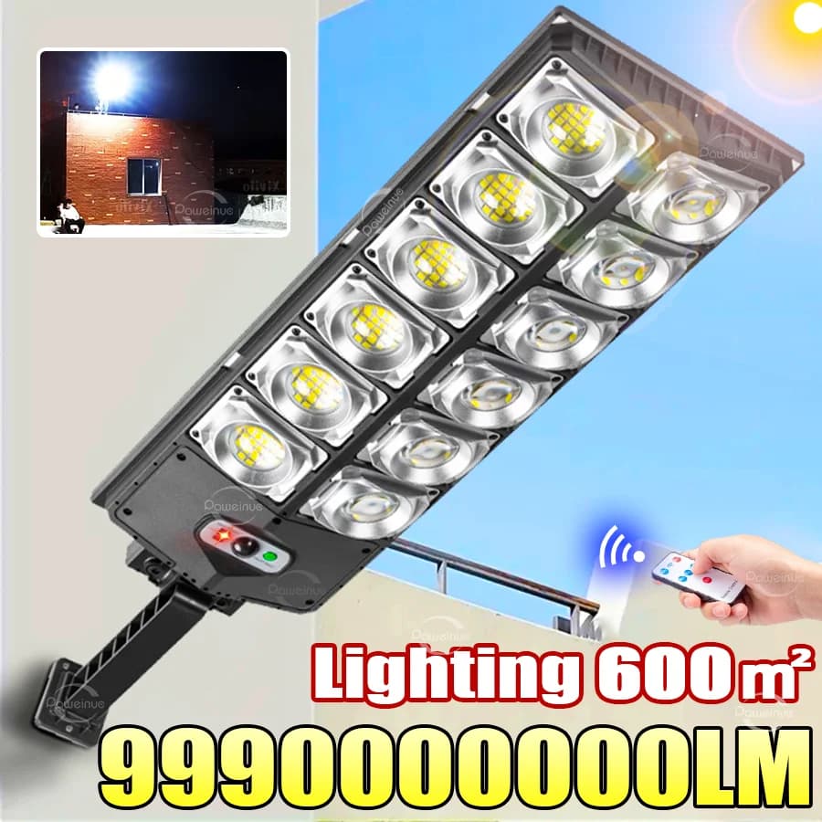 9990000000LM La più potente luce solare a LED Sensore di movimento esterno Luci solari esterno Lampione solare IPX67 impermeabile super luminoso lampada solare esterna Lanterna da giardino da garage da cortile