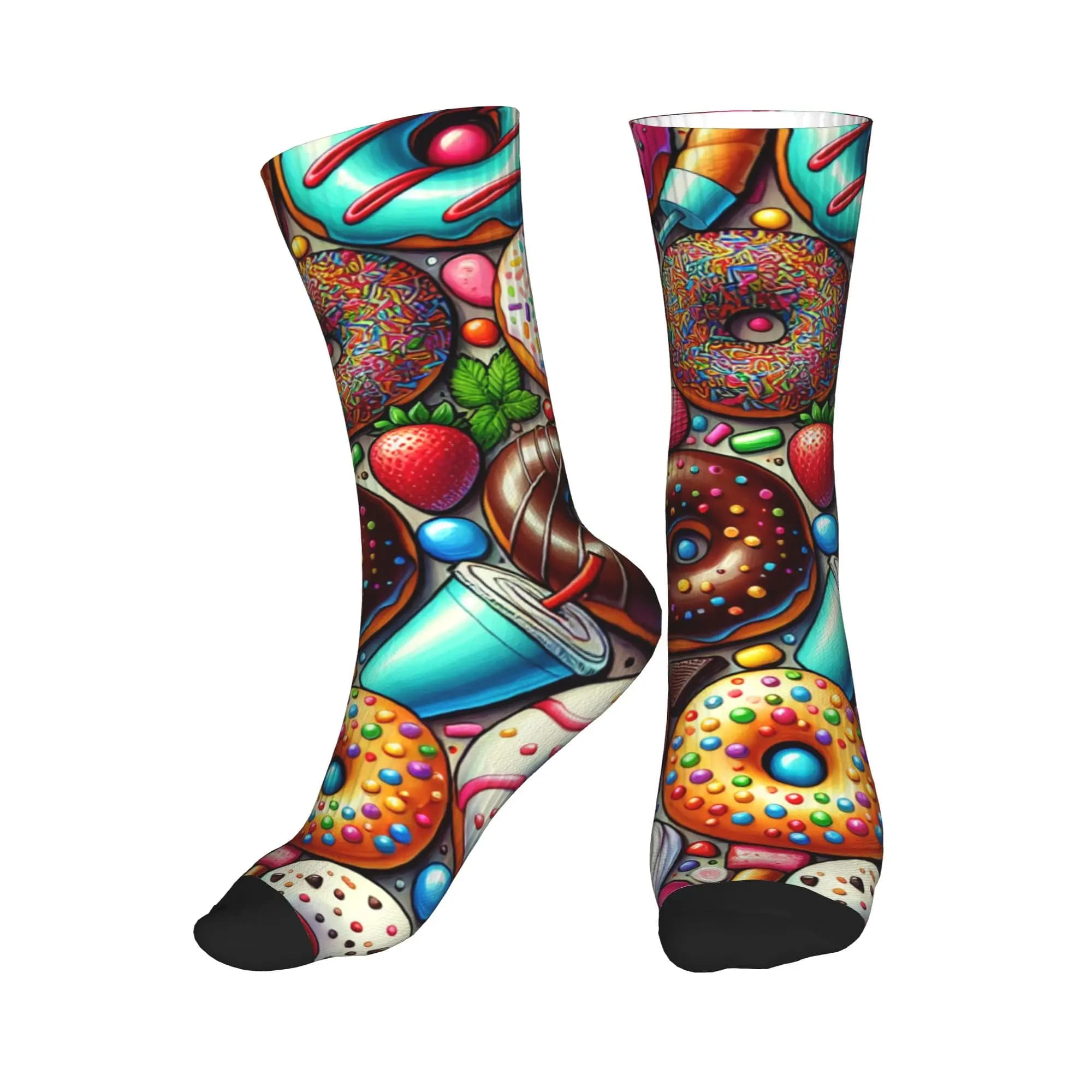 Colorful Candy Donuts Dress Socks Men Women Warm Funny Novelty Crew Socks