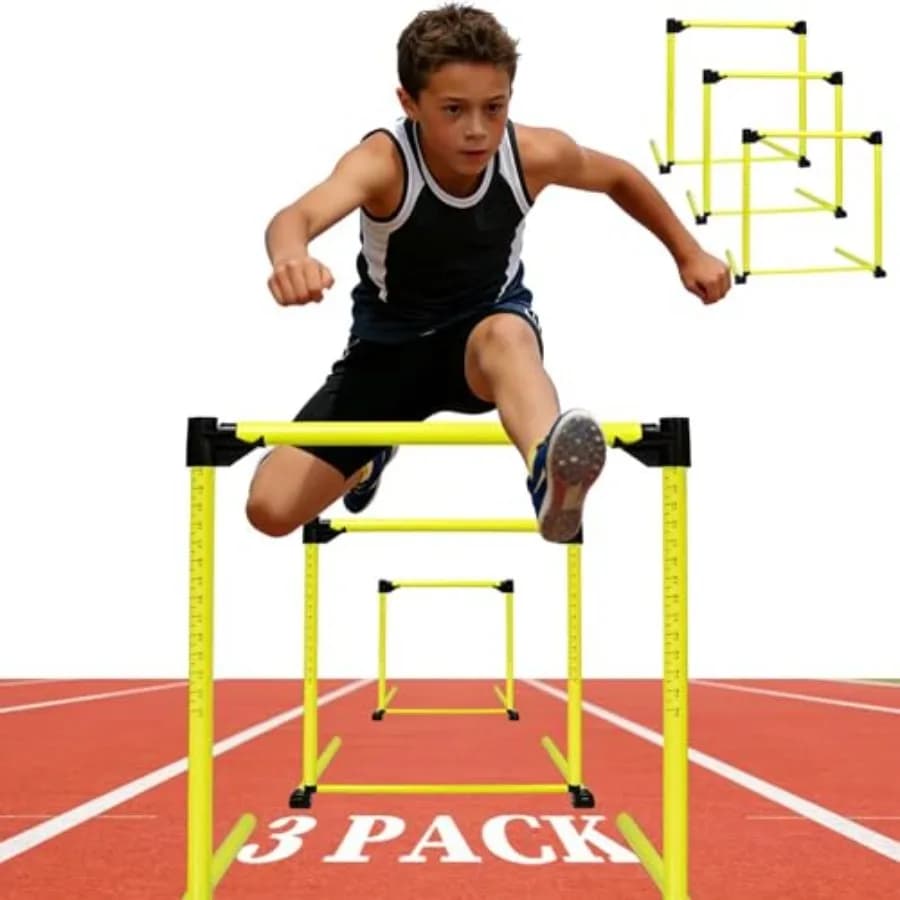 Set di 3 Ostacoli Regolabili in Altezza per Allenamento di Basket, Calcio e Football, Uso Interno ed Esterno, Attrezzatura Smontabile per Atletica