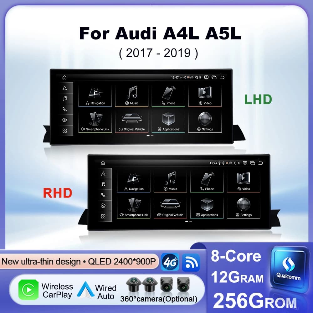 Per Audi A4L A5L 2017-2019 Autoradio Multimediale Android 15 con CarPlay Wireless, 4G, WIFI, Navigazione GPS, DSP, Stereo e Schermo QLED