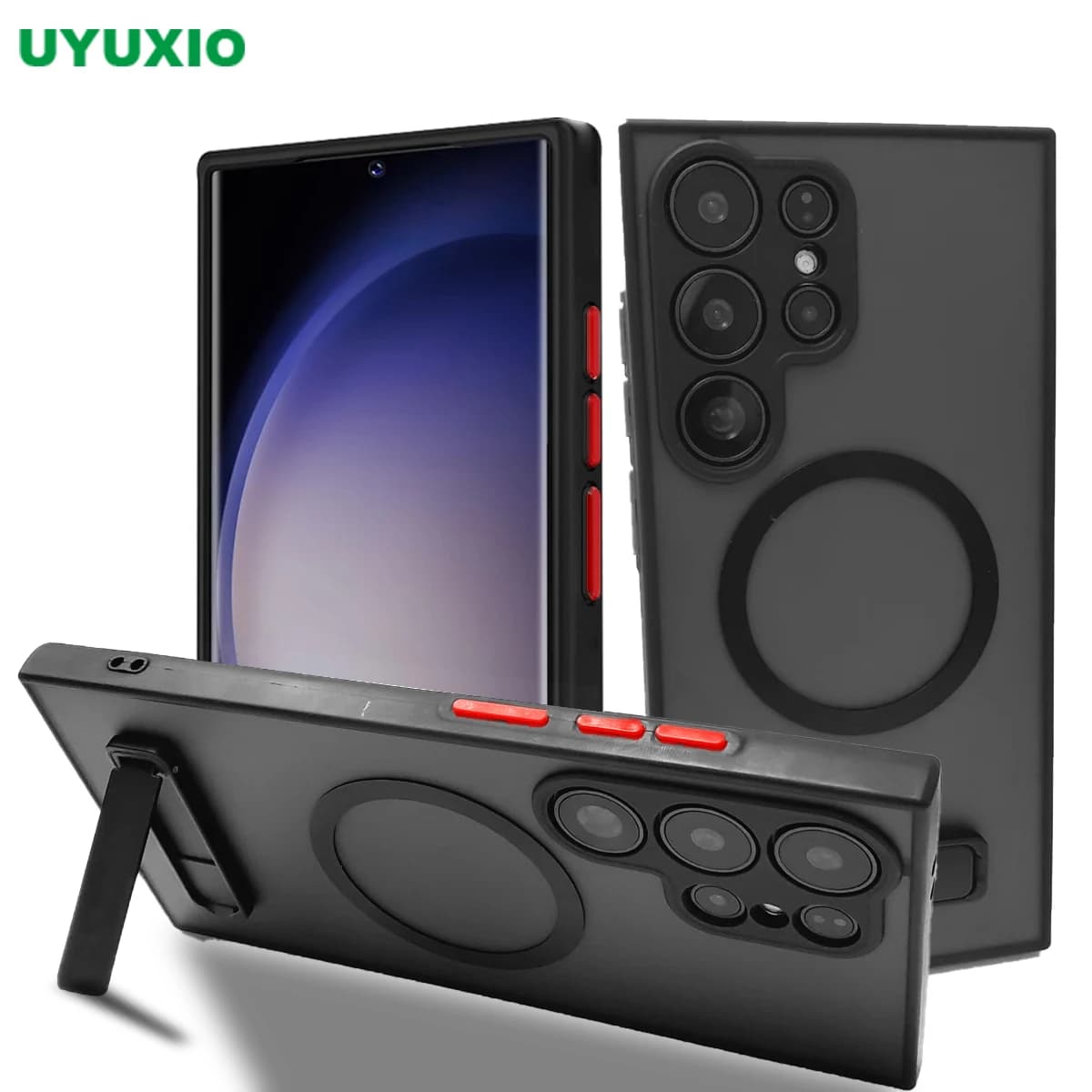 UYUXIO Custodia Magnetica Traslucida per Telefono con Supporto per Samsung Galaxy S26 S25 Ultra S24 S23 FE S22 Plus