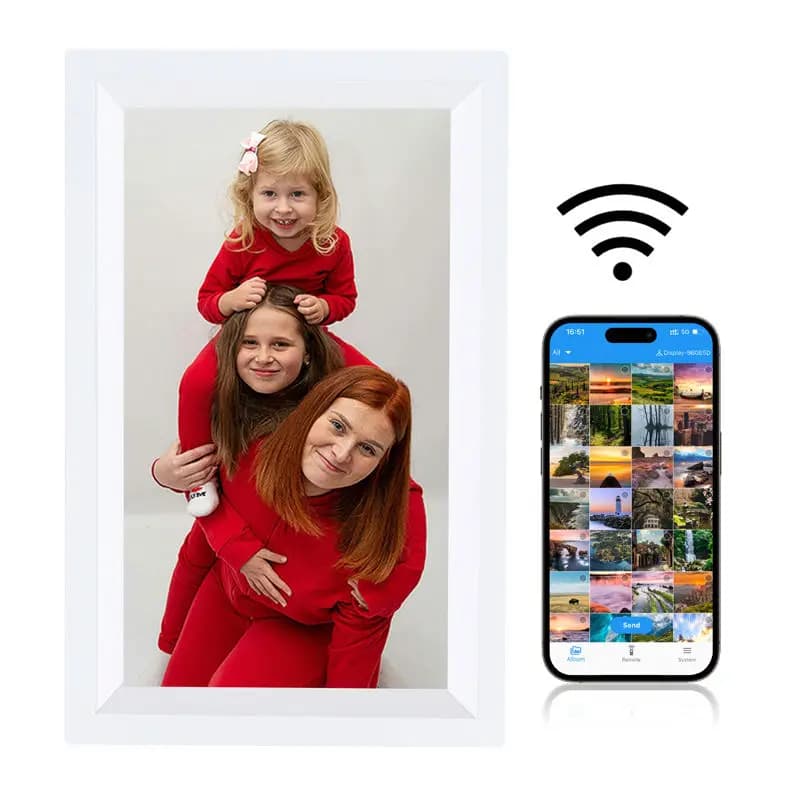 Cornici fotografiche elettroniche da 7 pollici 2000mAh per la riproduzione di immagini e video Cornici fotografiche digitali WIFI P2P Regalo aziendale per ufficio