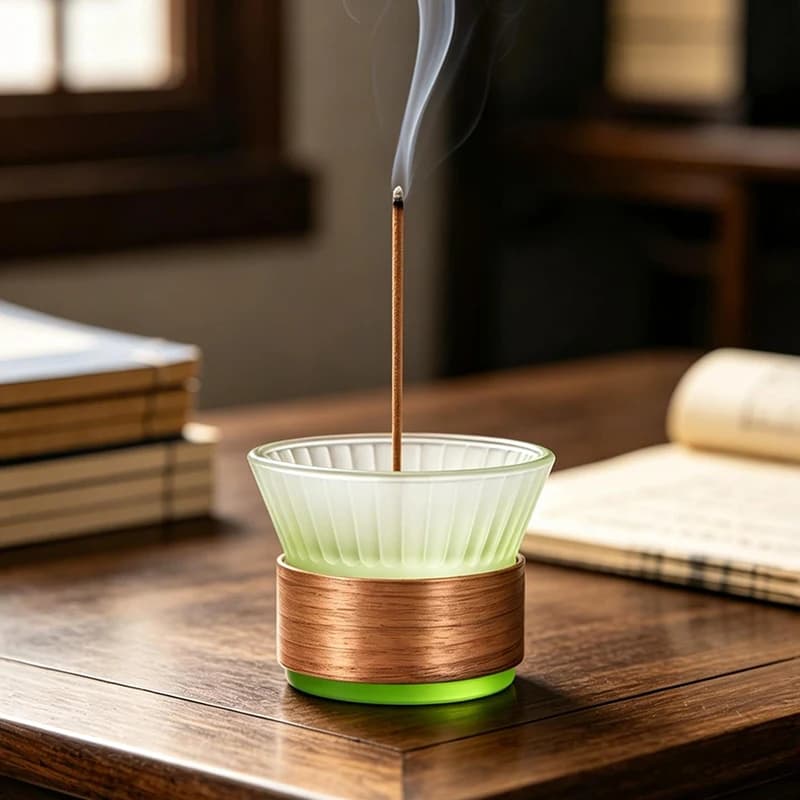 Glass Incense Holder Metal Gourd-shaped Incense Stick Holder with Glass Ash Catcher Incense Burner for Meditation Yoga Spa