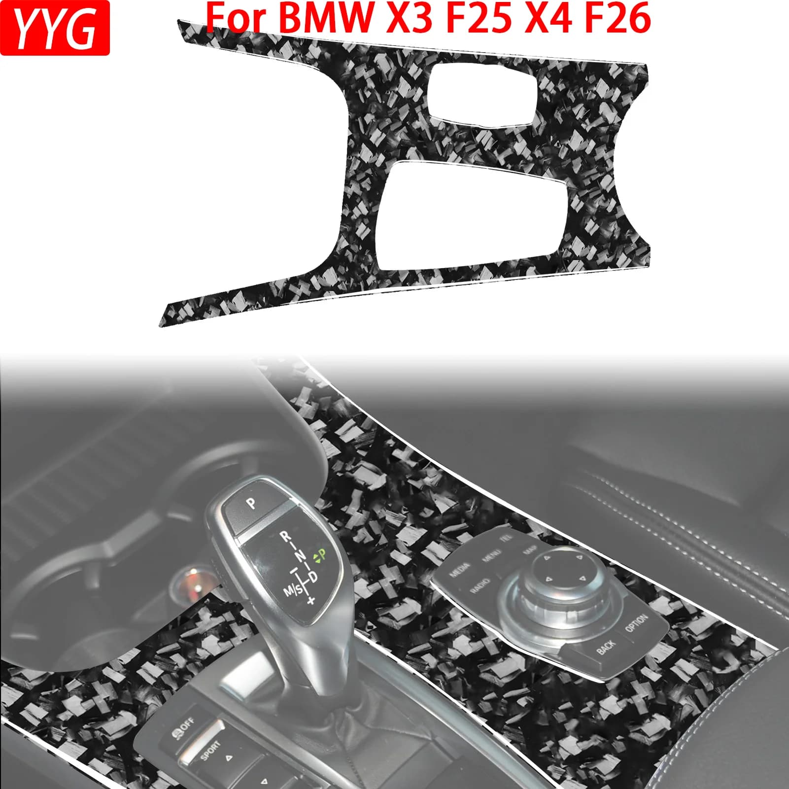 Per BMW X3 F25 2011-2017 X4 F26 2014-2017 Pannello del cambio per console centrale auto in fibra di carbonio forgiata Adesivo per accessori interni