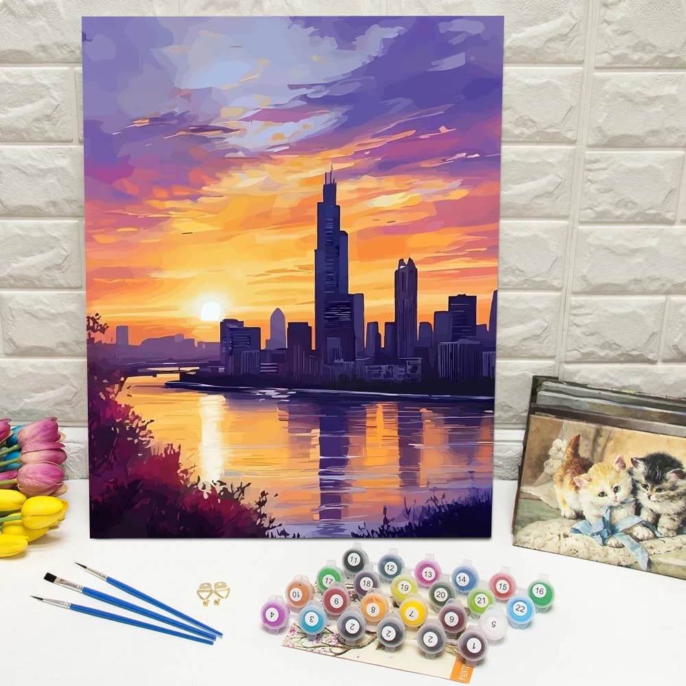 DIY Oil Painting By Numbers Building Landscape Digital Oil Painting Scenery River Acrylic Paint Living Room Modern Home Decor