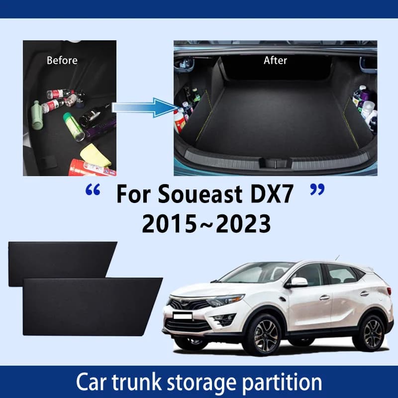 Accessori auto per Soueast DX7 2015 ~ 2023 Ispessimento Tronco Partizione di Stoccaggio Multifunzione di Stoccaggio Auto Parti Interni Organizzatore