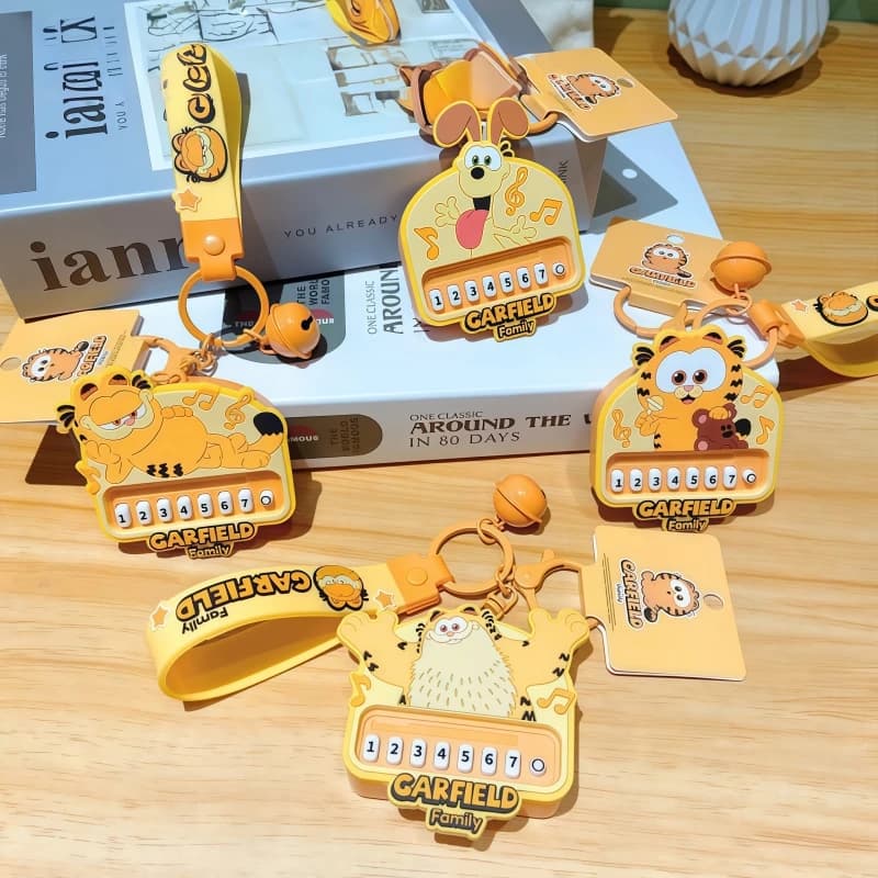 Portachiavi a forma di pianoforte di Garfield, cartone animato, anime, creativo, ciondolo per zaino, simpatico, antistress per bambini, idea regalo