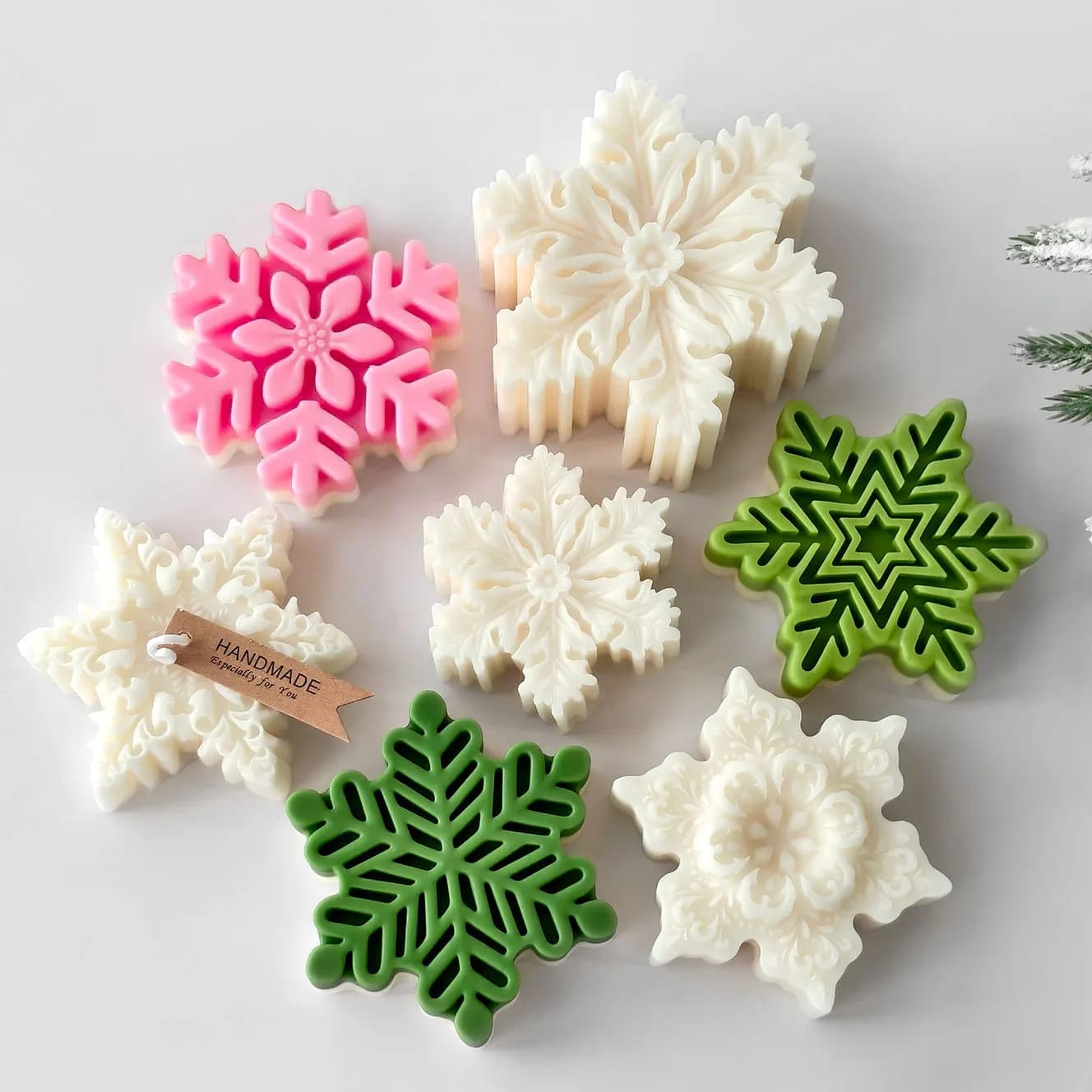 Stampo in Silicone a Forma di Fiocco di Neve per Candele Profumate, Sapone Fatto a Mano, Biscotti Natalizi, Caramelle e Cioccolato