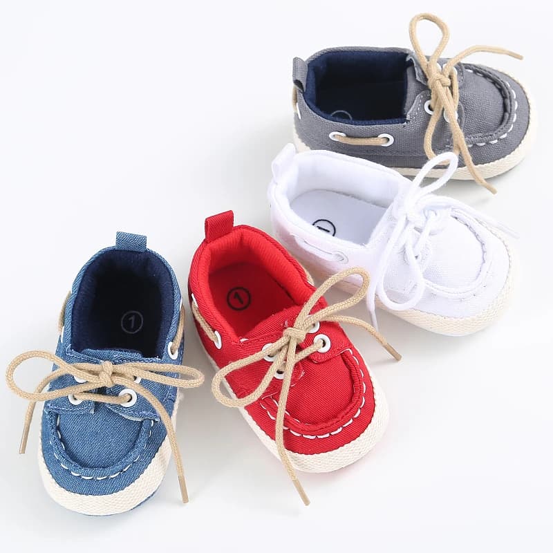 Scarpe classiche da bambino in tela per ragazzi 0-1 anni Scarpe da passeggio casual comode con suola morbida primavera autunno con lacci