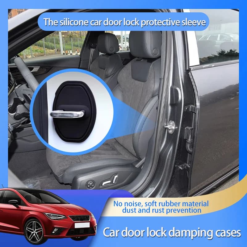 Car Silicone Door Lock Cover Auto Emblem Accessories For SEAT Ibiza MK4 IV 6J IV 4 Altea Leon