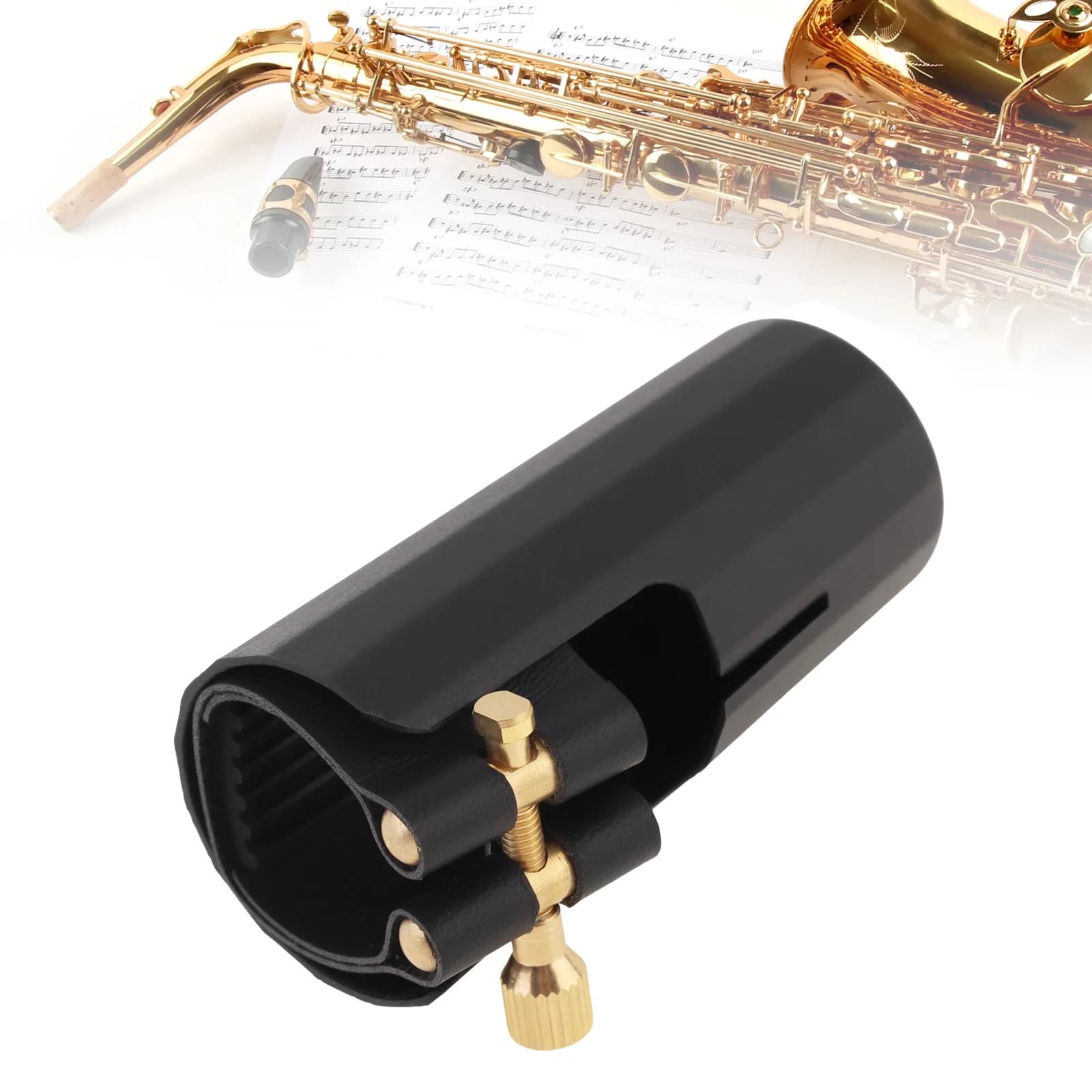 Practical Professional Saxophone Mouthpiece Cap & Leather Ligature Clip for Alto Tenor Soprano Saxophone