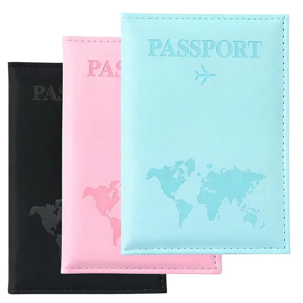 Set di 3 Portapassaporto da Viaggio, Custodie per Passaporto in Pelle PU con Blocco RFID, Accessori Essenziali per il Viaggio