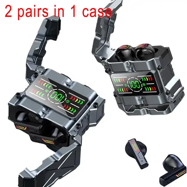 M25/M45/M60 TWS Wireless Bluetooth Headphones Mecha HD Stereo Gaming Headphones with Noise Reduction Auxiliary Touch Control