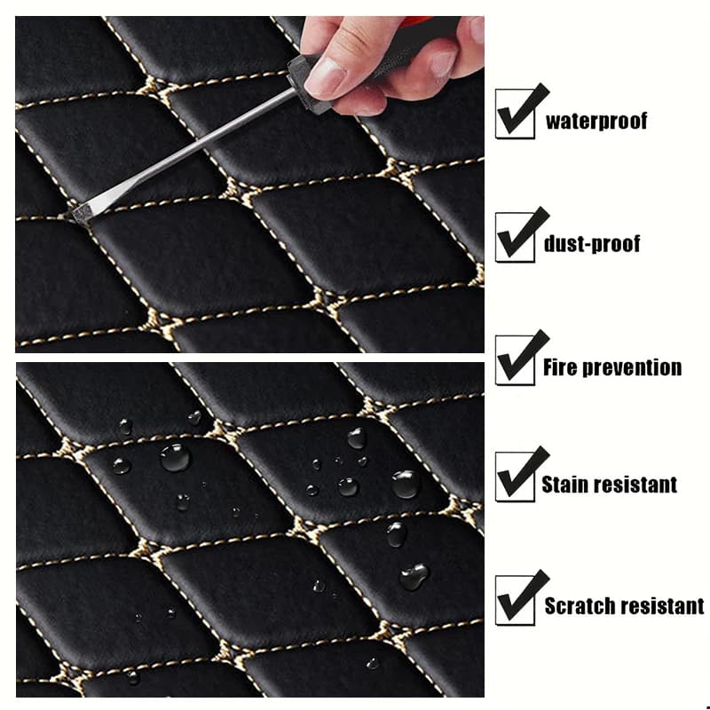 5 pcs of waterproof PU leather car mats, foot protectors, fashionable universal mats for all seasons