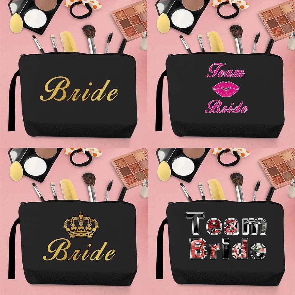 Women's Brush Holder Bag 2026, in Tela with Bridal Pattern Print, Harajuku Portable Series, Black