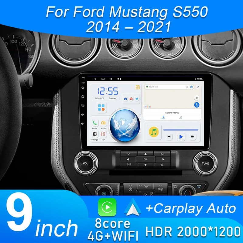 Car Radio Carplay For Ford Mustang S550 2014 - 2021 Navigation GPS Android Auto Stereo Multimedia Player 5G Wifi Video No 2din