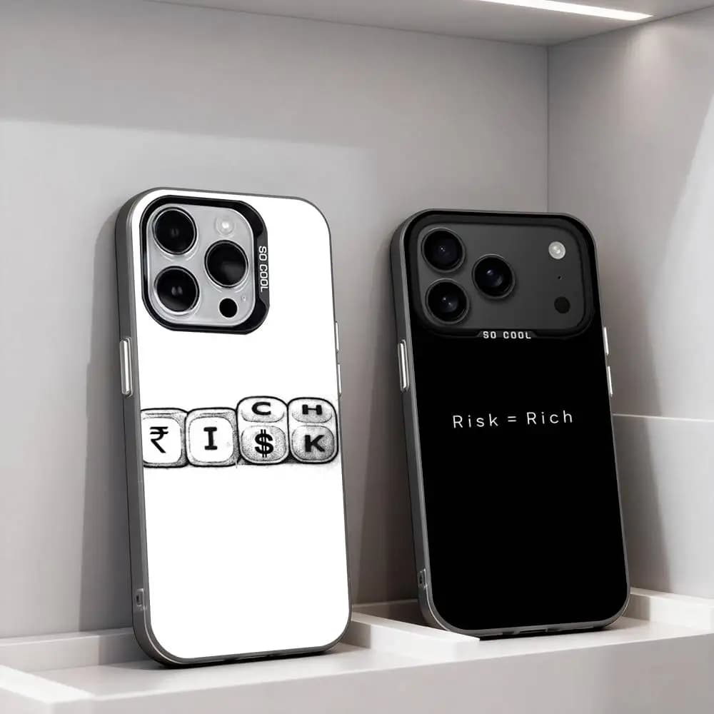 Cover Antiurto Nera Opaca Day Trader Trading RISK per iPhone 17, 16, 15, 14, 13, 12, 11, Pro, XS, Max, Plus, Mini, SE4, E