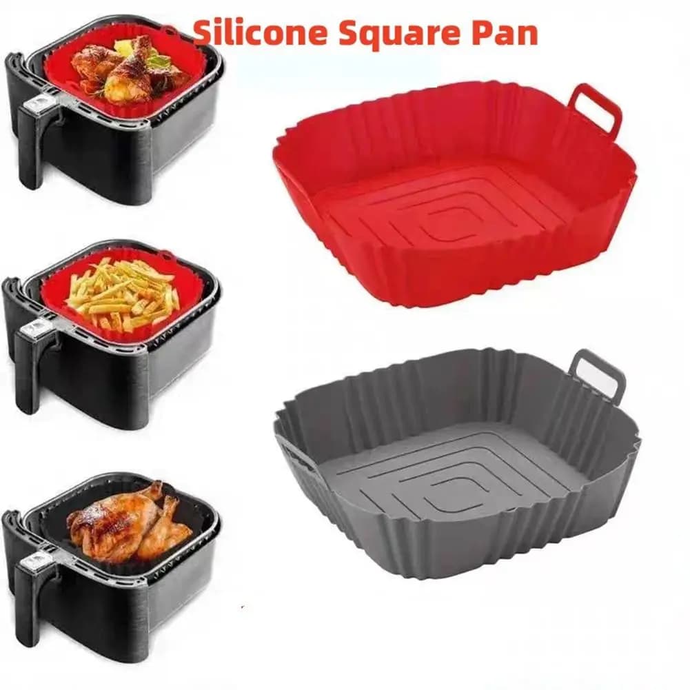 Rivestimento in Silicone Premium per Friggitrice ad Aria, Grado Alimentare, Riutilizzabile, Lavabile in Lavastoviglie, con Manici e Fondo Scanalato per una Cottura Uniforme e Croccante