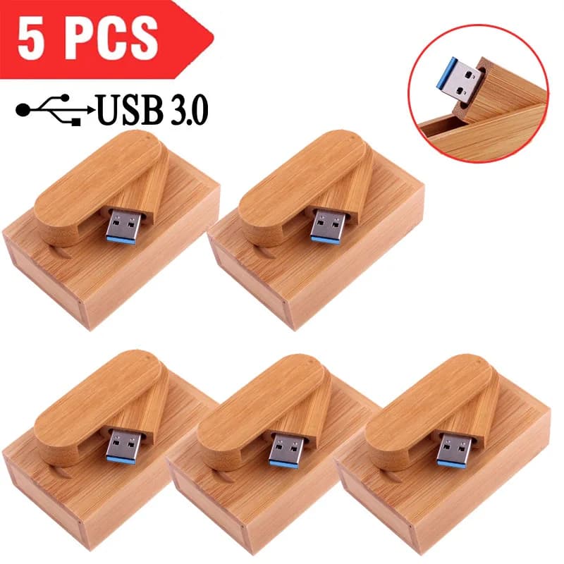 5 Pz/lotto Logo Personalizzato Gratuito Chiavetta USB 3.0 In Legno 128GB Pen Drive 64GB Bambù Memory Stick Regalo di Affari Creativo USB Stick