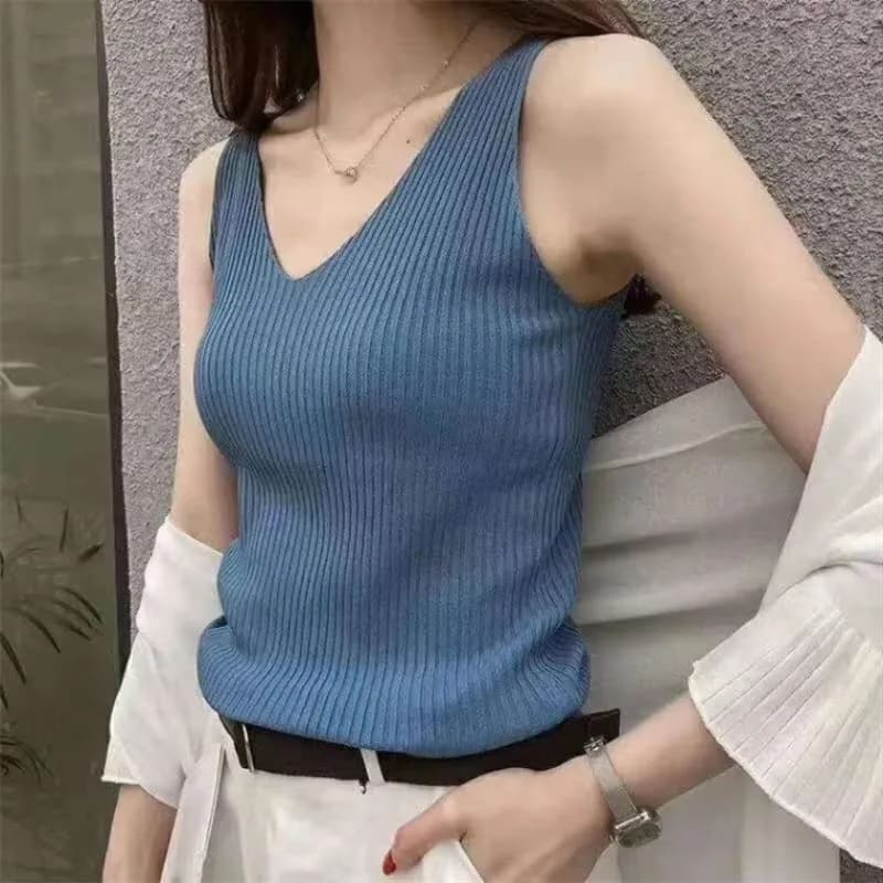 Canotte Estive da Donna, Moda Casual Senza Maniche, Scollo a V, Tinta Unita, Stile Streetwear, Hotsweet