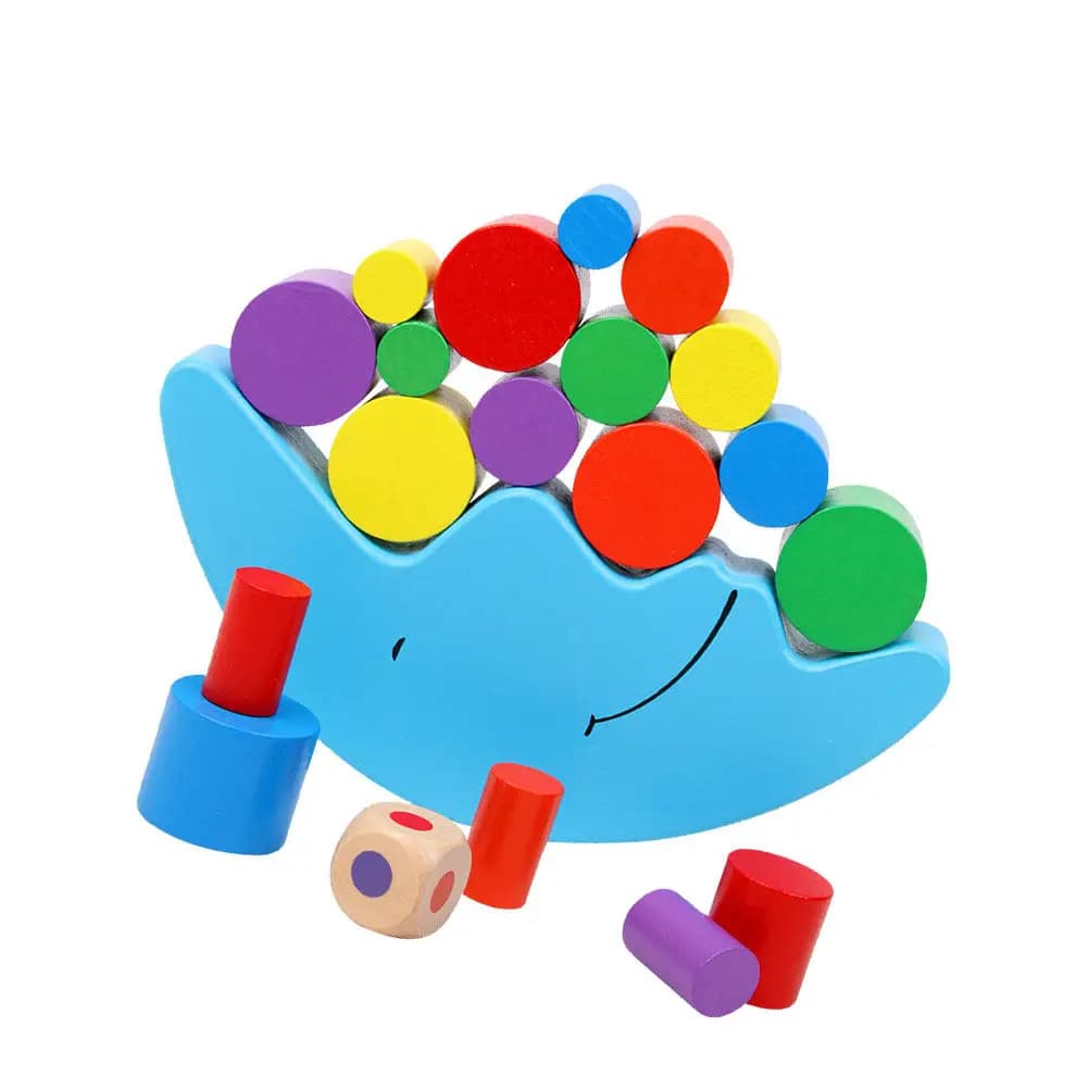 Wooden Balance Building Block Moon Boat Educational Plaything for Kids Developing Color Perception Visual Skills Logical