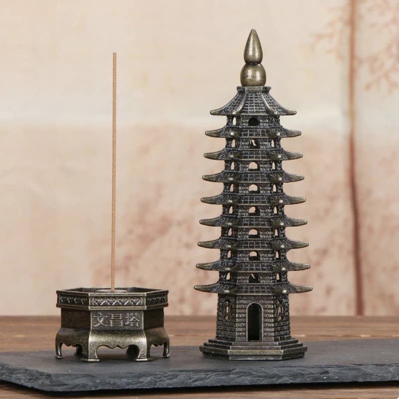 Wenchang Tower Bruciatore di incenso Lega Pagoda Incensiere Per uso domestico Porta bastoncini di incenso verticale per interni Home Office Temple Crafts