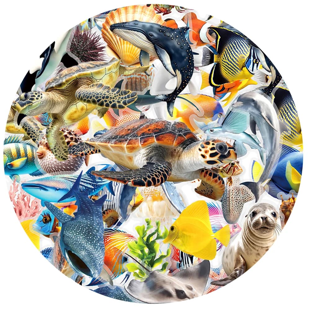 10/30/50 Pezzi Adesivi Animali Marini del Mondo Sottomarino, Decorazioni Trasparenti in PET per Quaderni, Frigoriferi, Telefoni, Cartoni Animati, Pesci, Tartarughe Marine