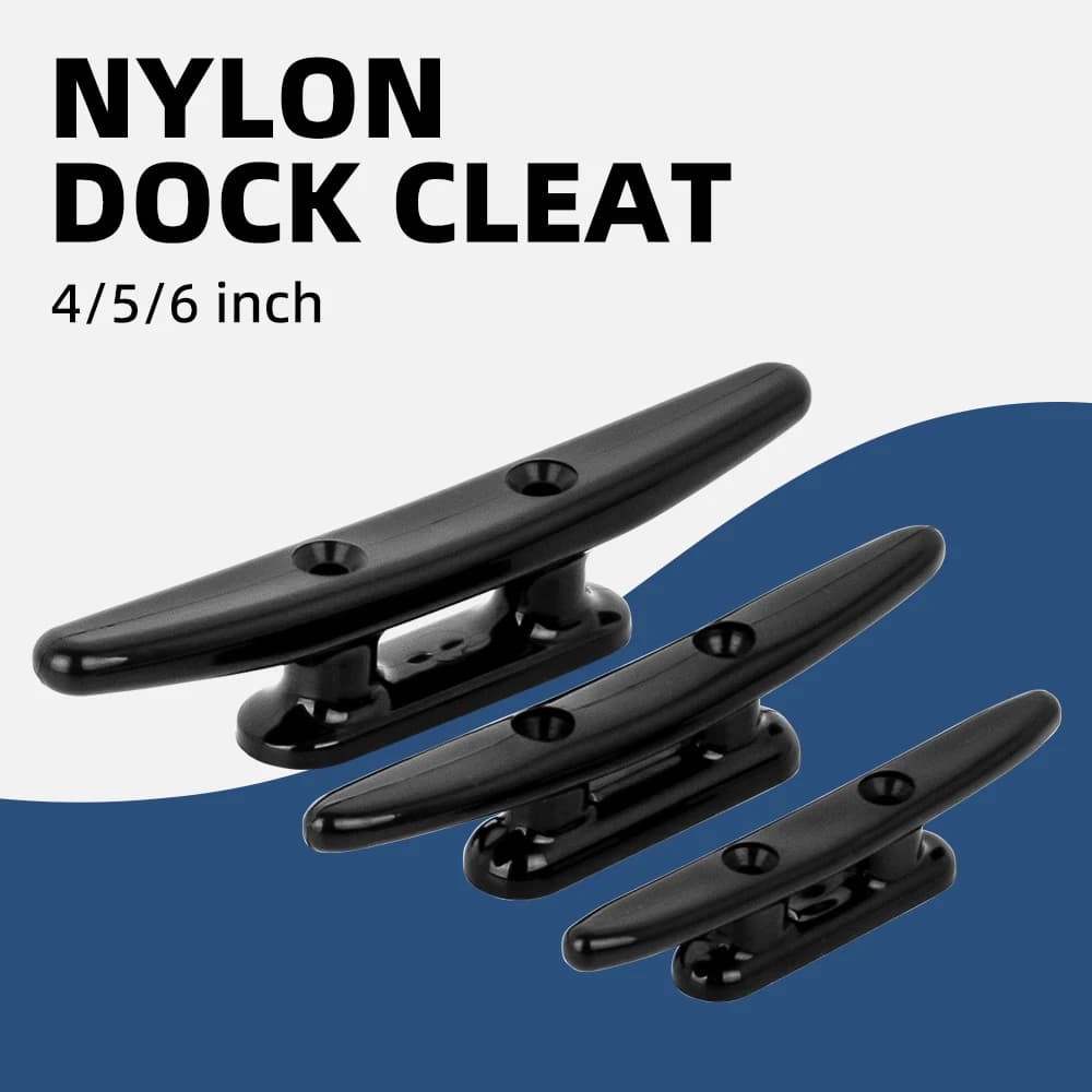 4/5/6 Inch Nylon Plastic 2 Hole Low Flat Open Base Mooring Cleat for Marine Boat Yacht Deck Rope Tie Hardware Accessories