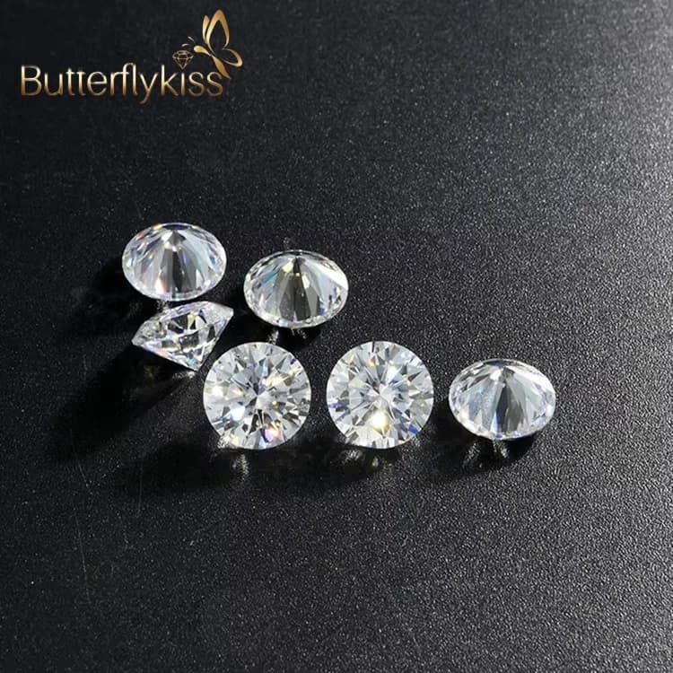 Butterflykiss Moissanite Stone Round Cut 8 Hearts And Arrows D Color Wholesale Lab Grown Gemstones For Jewelry With Certificate