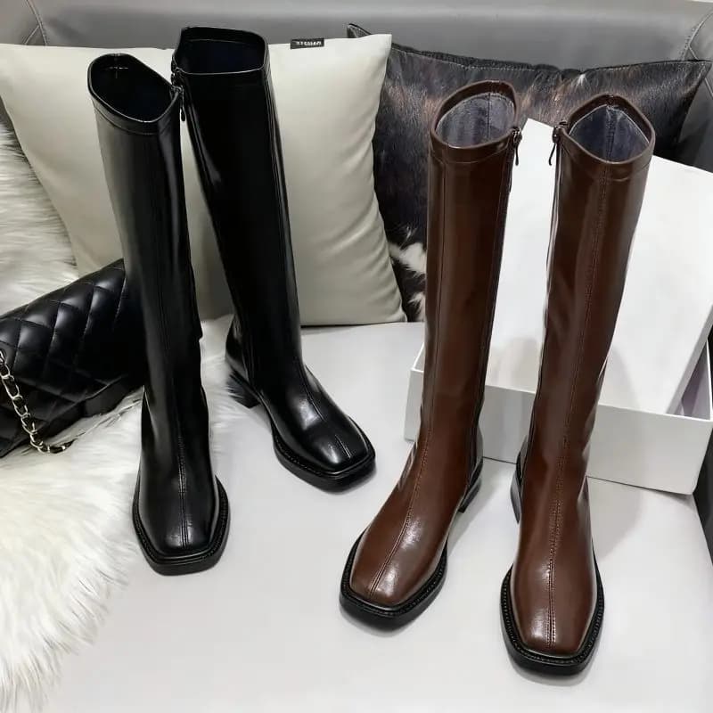 Women's thick heel boots, women's comfortable high top boots 2025 autumn and winter new style