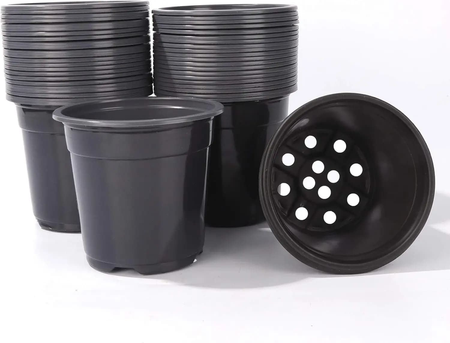 6 inch black plastic nursery vases, 100 pieces, 0.5 gallons, for plants, flowers, seeds, plants, reusable, transparent