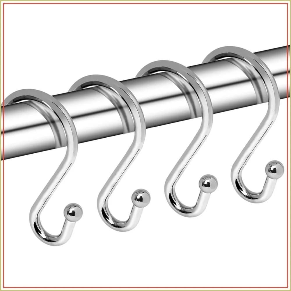 12 Pack Rust Proof S Shaped Shower Curtain Hooks, Heavy Duty 50lbs Capacity, Chrome